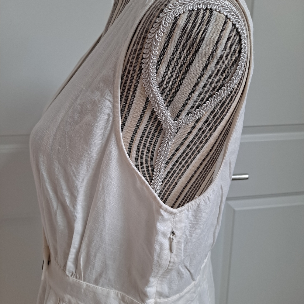 Madewell Button-Waist Linen Midi Dress Sz 12 - Picture 4 of 7